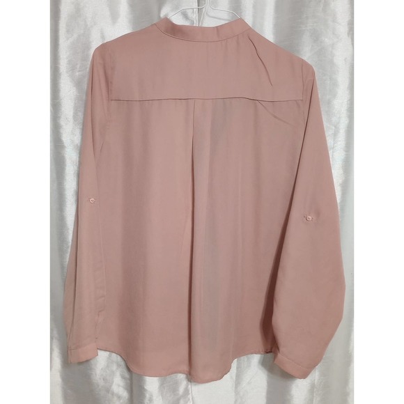 𝅺SWEET Rain Work BLOUSE Antique Rose Pink Navy Cream Top - Picture 3 of 8